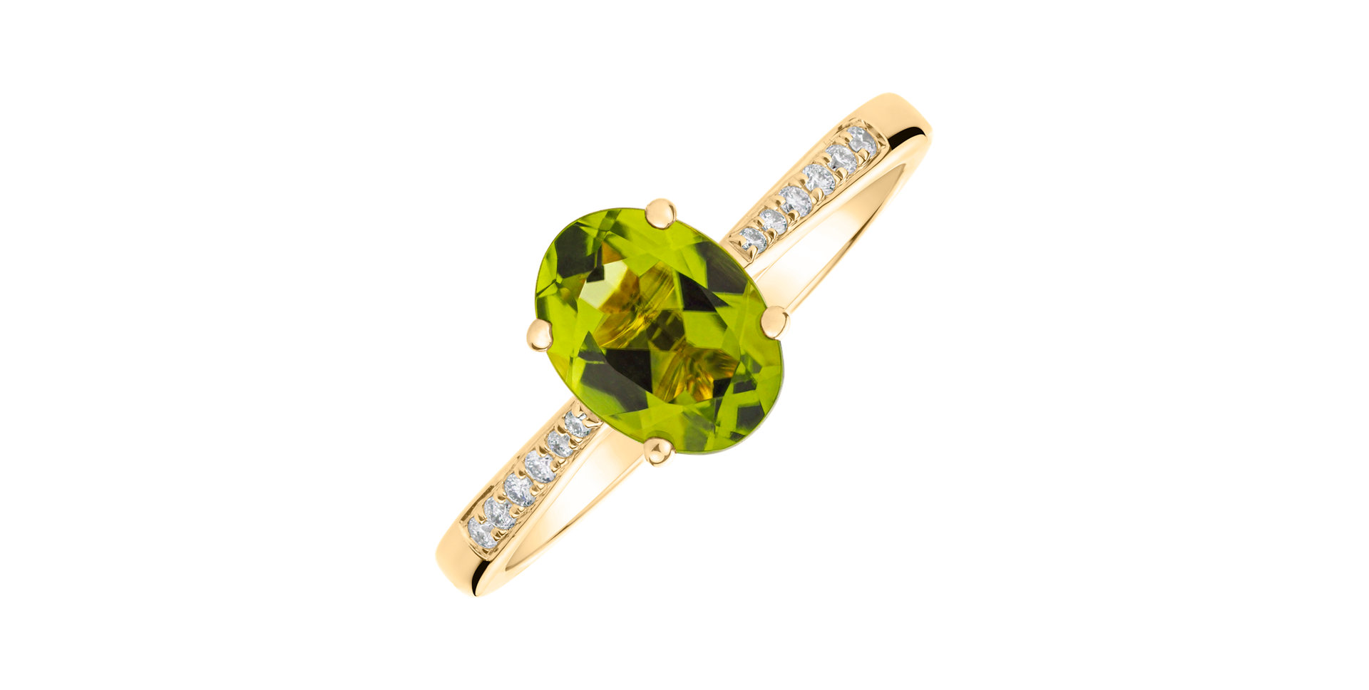 Diamond ring with Peridot Bonbon