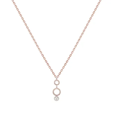 Diamond necklace with Pearl White Ocean Circles