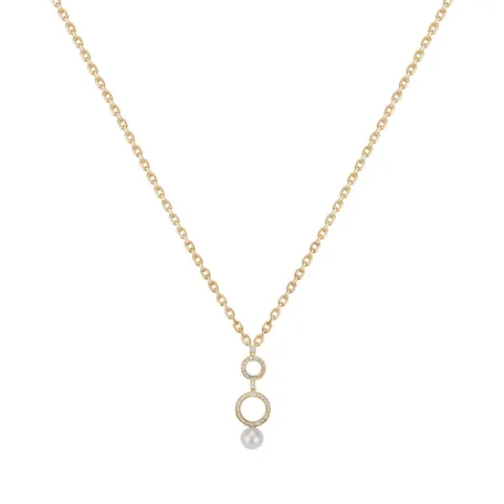 Diamond necklace with Pearl White Ocean Circles