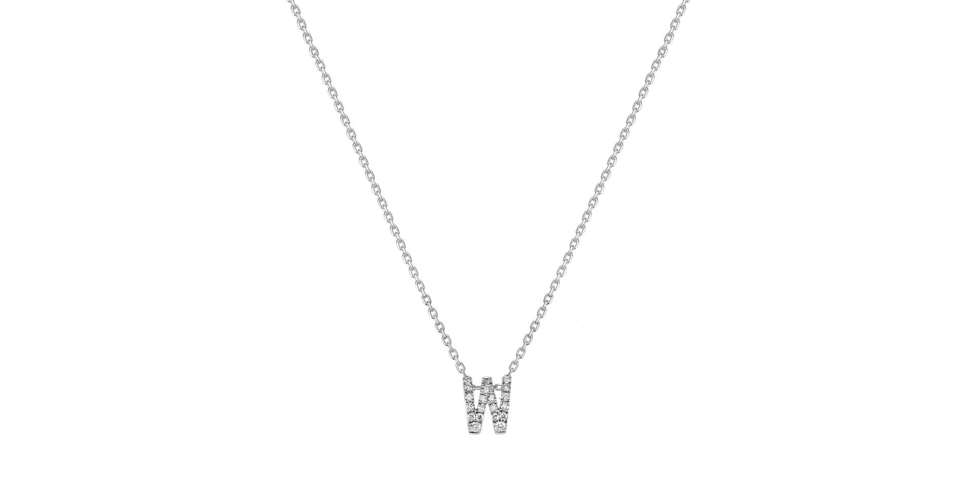 Diamond necklace Glittering Letter W