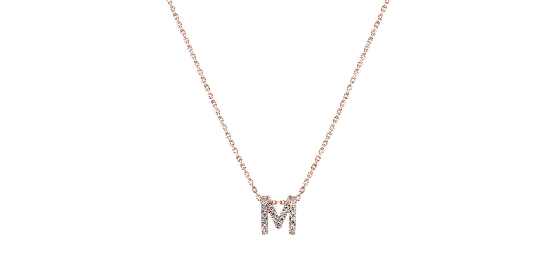 Diamond necklace Glittering Letter M