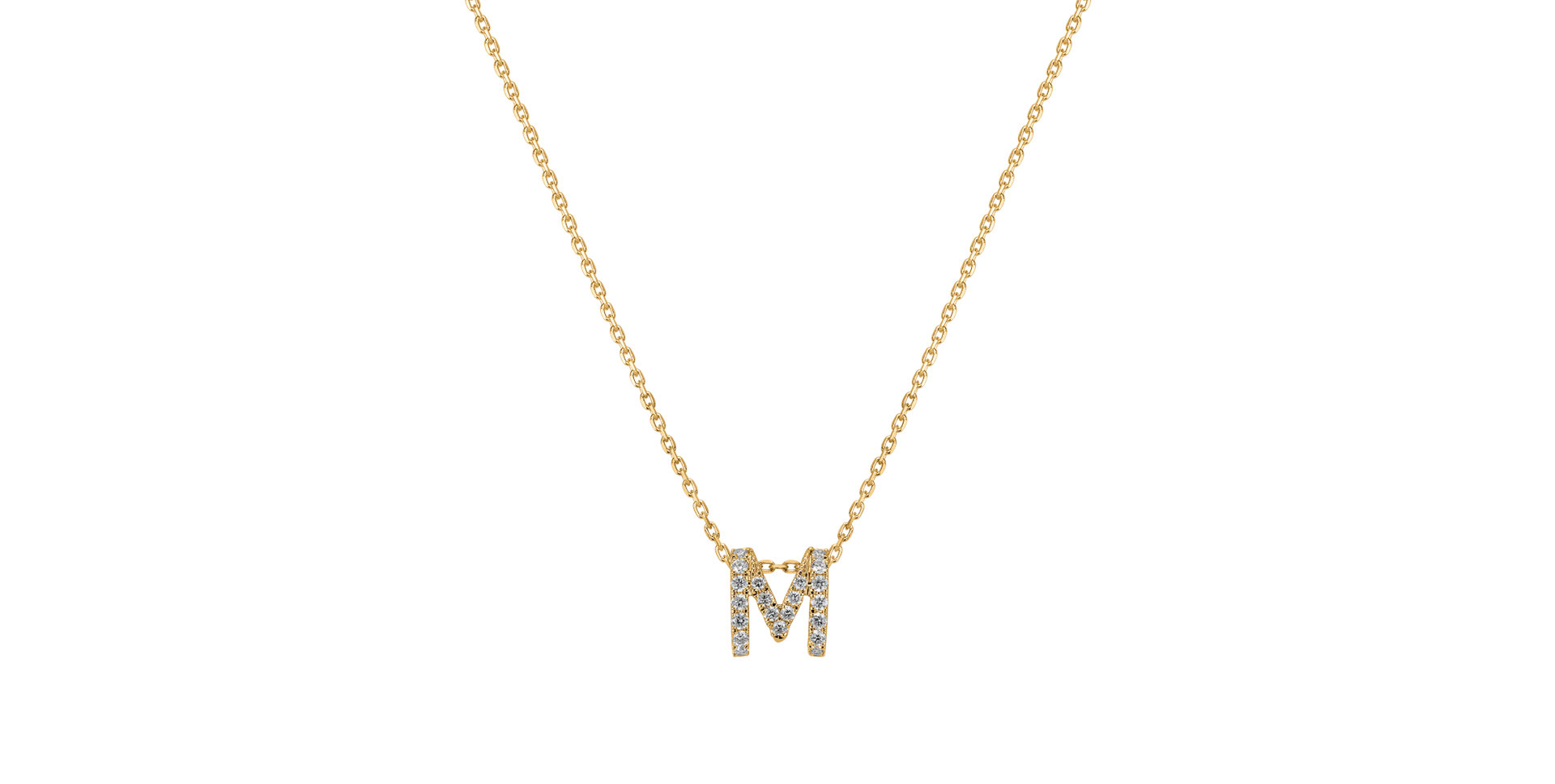 Diamond necklace Glittering Letter M