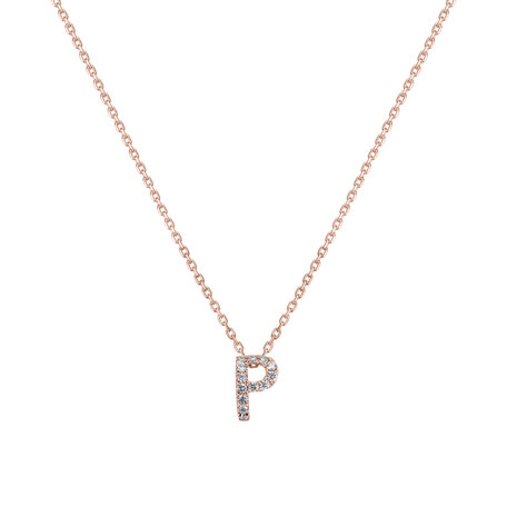 Diamond necklace Glittering Letter P