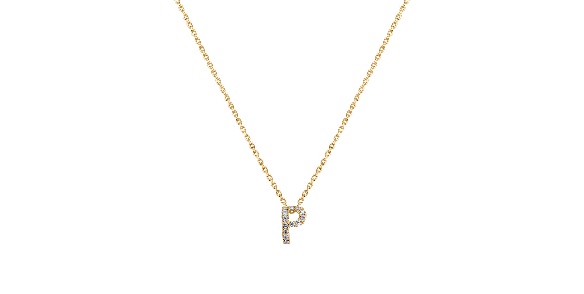 Diamond necklace Glittering Letter P