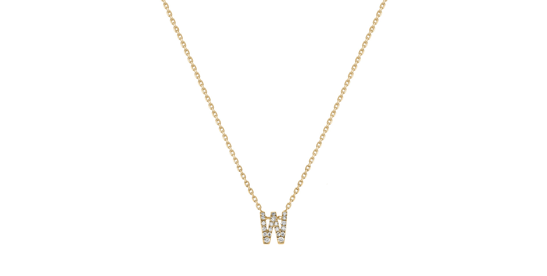 Diamond necklace Glittering Letter W