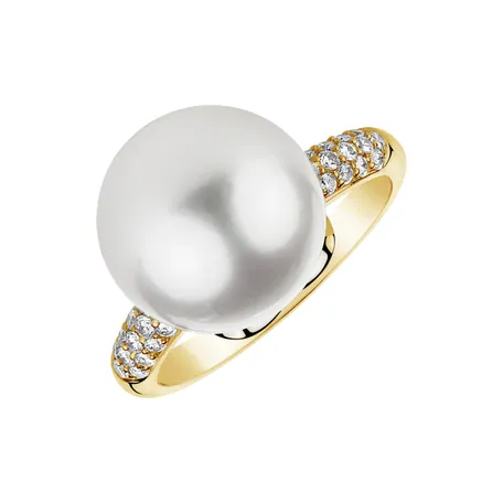 Diamond ring with Pearl Shiny Bubble