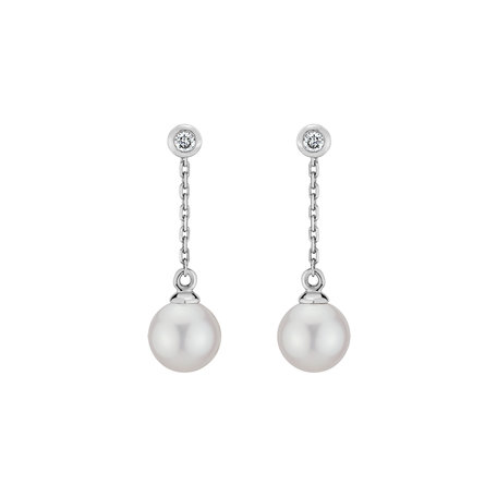 Diamond earrings with Pearl White Lake Soul