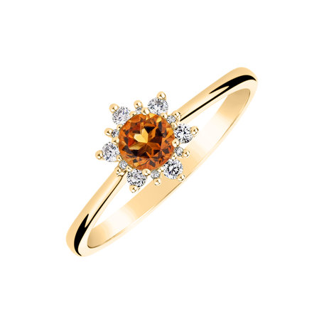 Diamond ring with Citrine Madeira Glowing Starlet