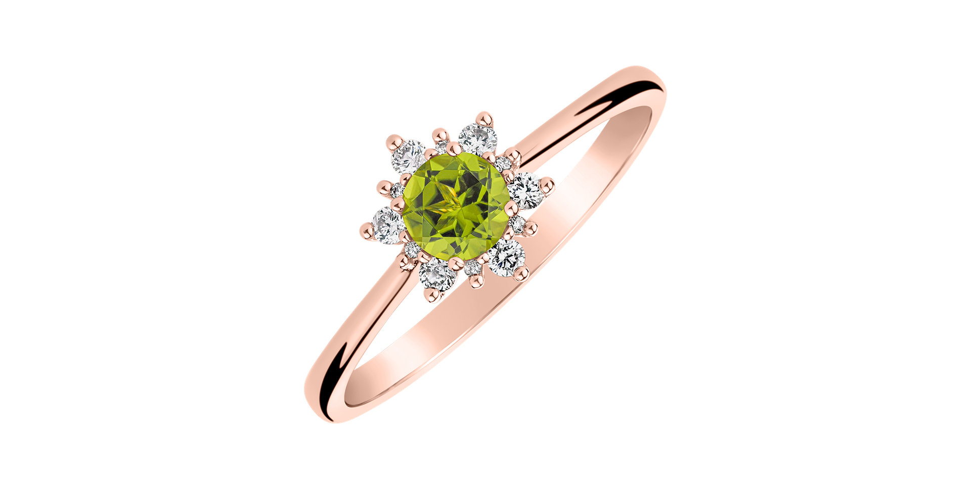 Diamond ring with Peridot Glowing Starlet
