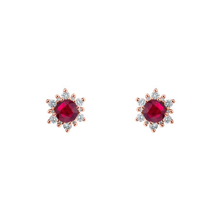 Diamond earrings with Ruby Snow Star