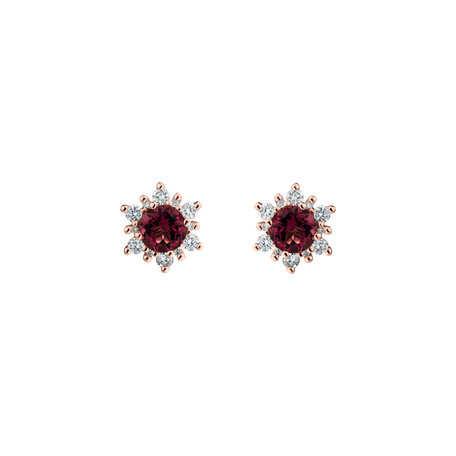 Diamond earrings with Rhodolite Fancy Fairytale