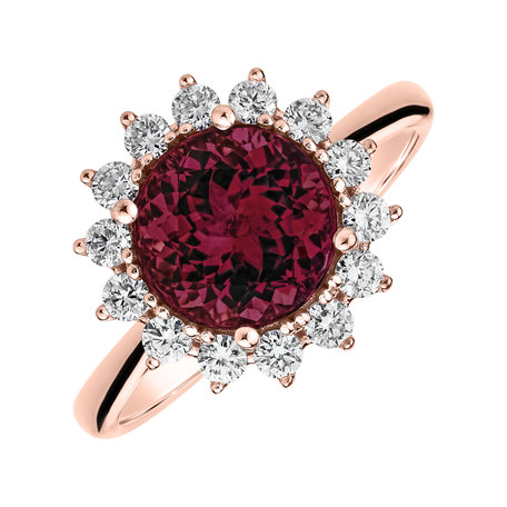 Diamond ring with Rhodolite Stellar Sun