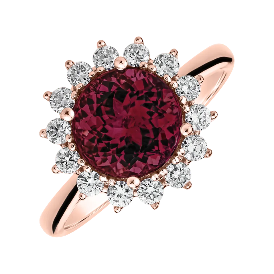 Diamond ring with Rhodolite Stellar Sun