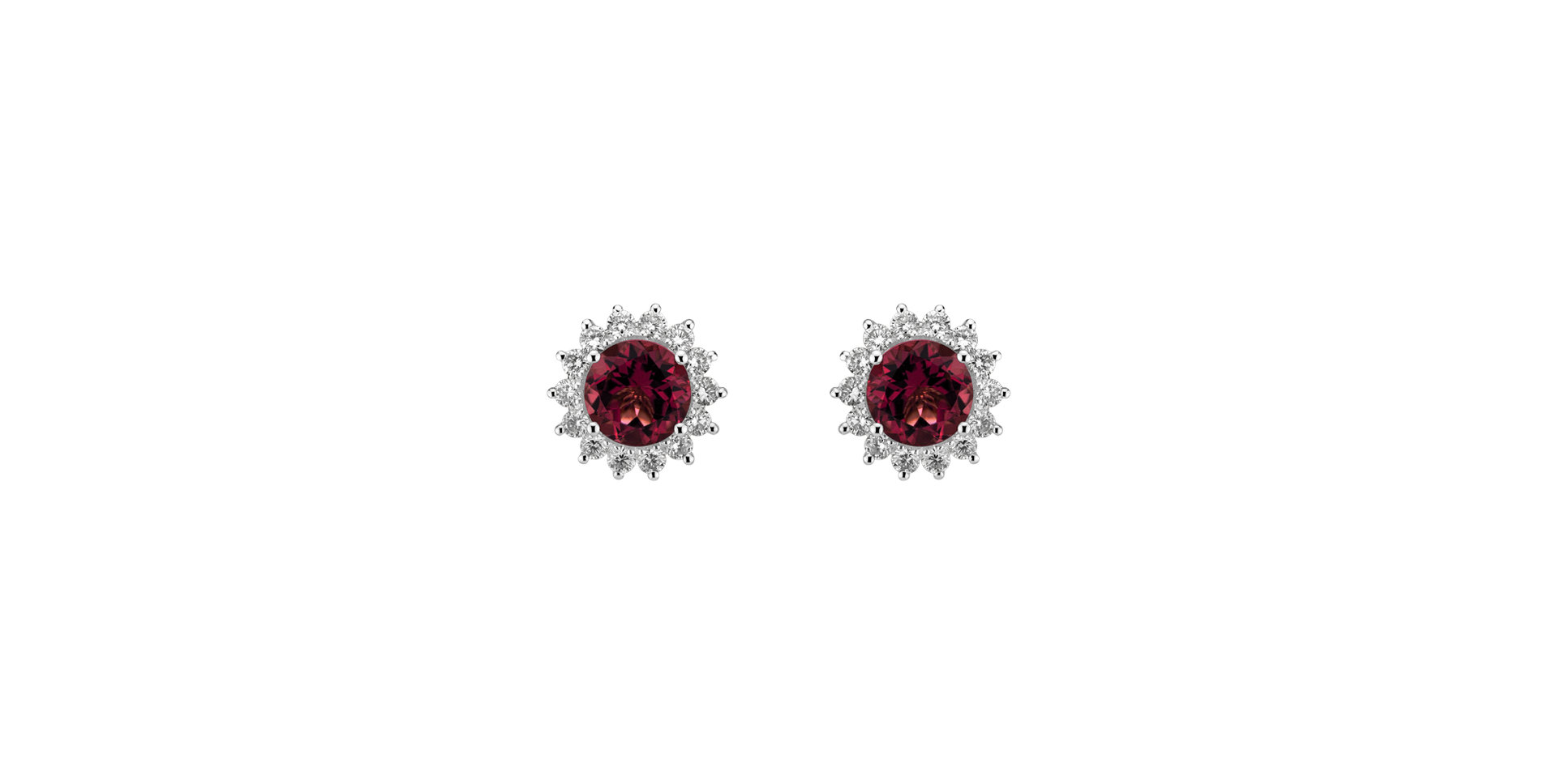 Diamond earrings with Rhodolite Lilac Flower