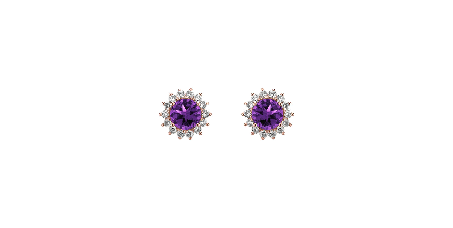 Diamond earrings with Amethyst Brazil Lilac Flower