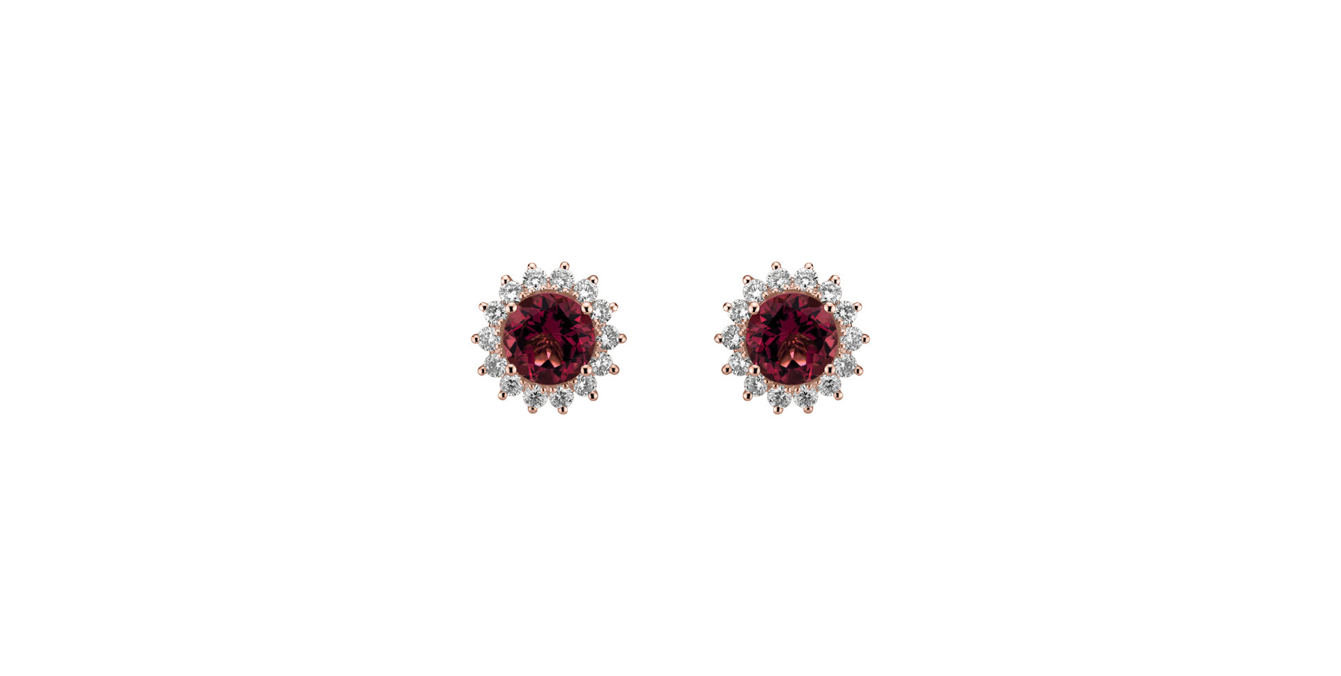 Diamond earrings with Rhodolite Lilac Flower