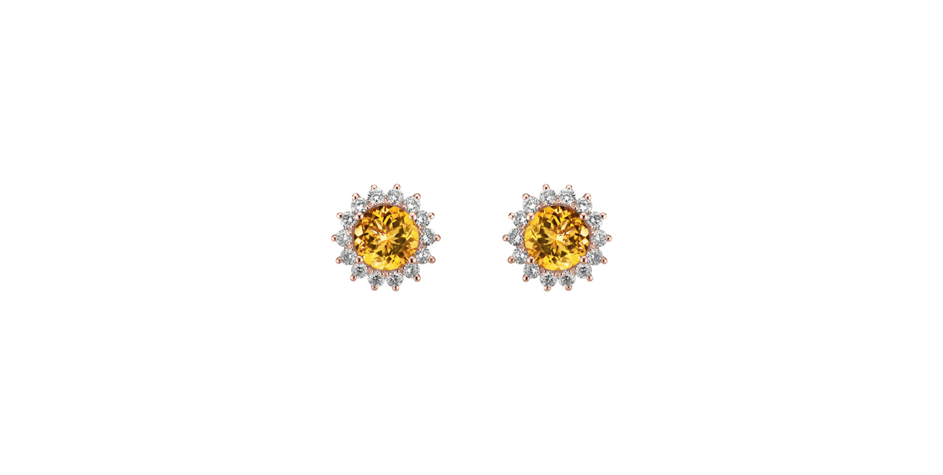 Diamond earrings with Citrine Lilac Flower