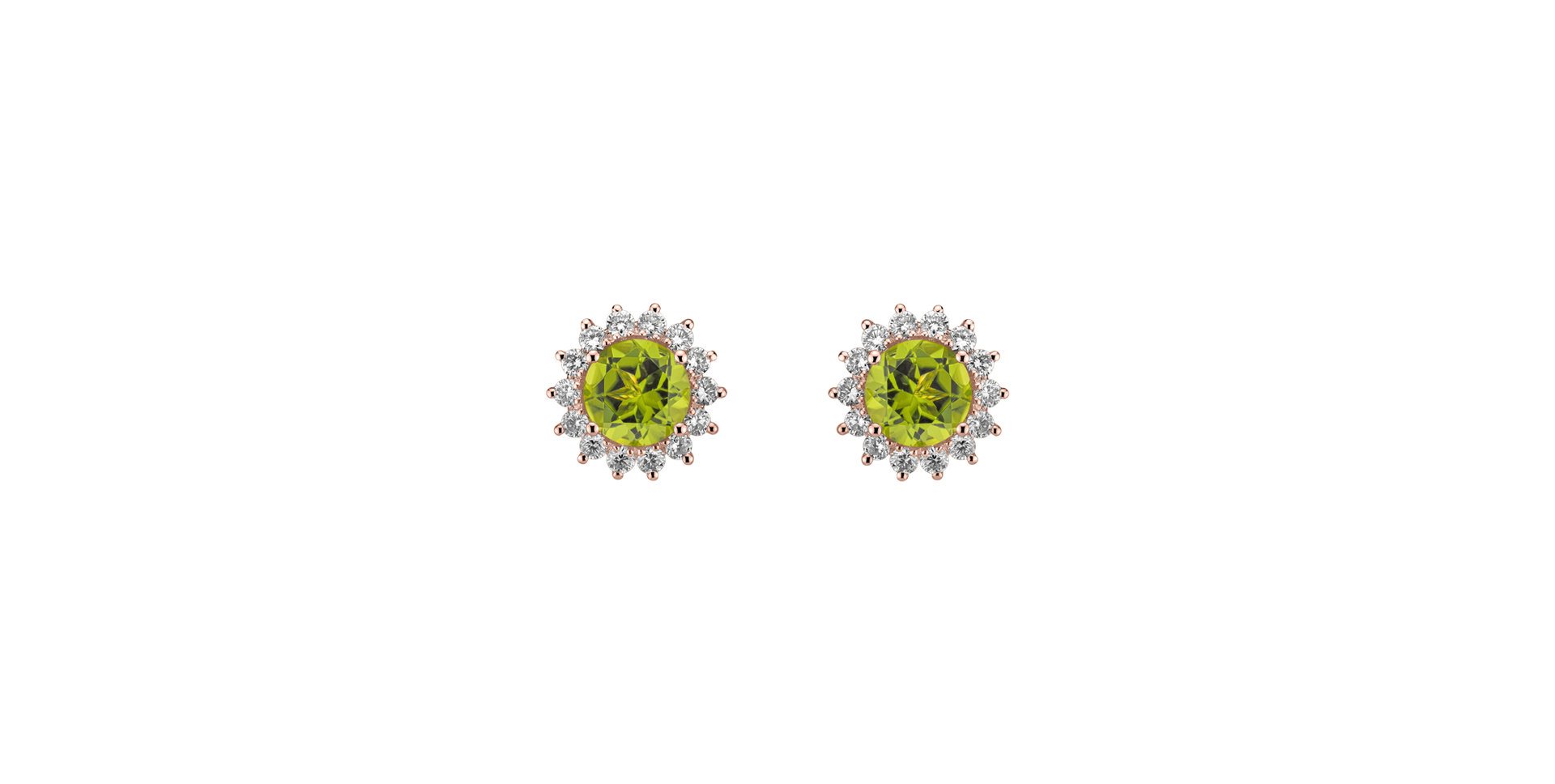 Diamond earrings with Peridot Lilac Flower