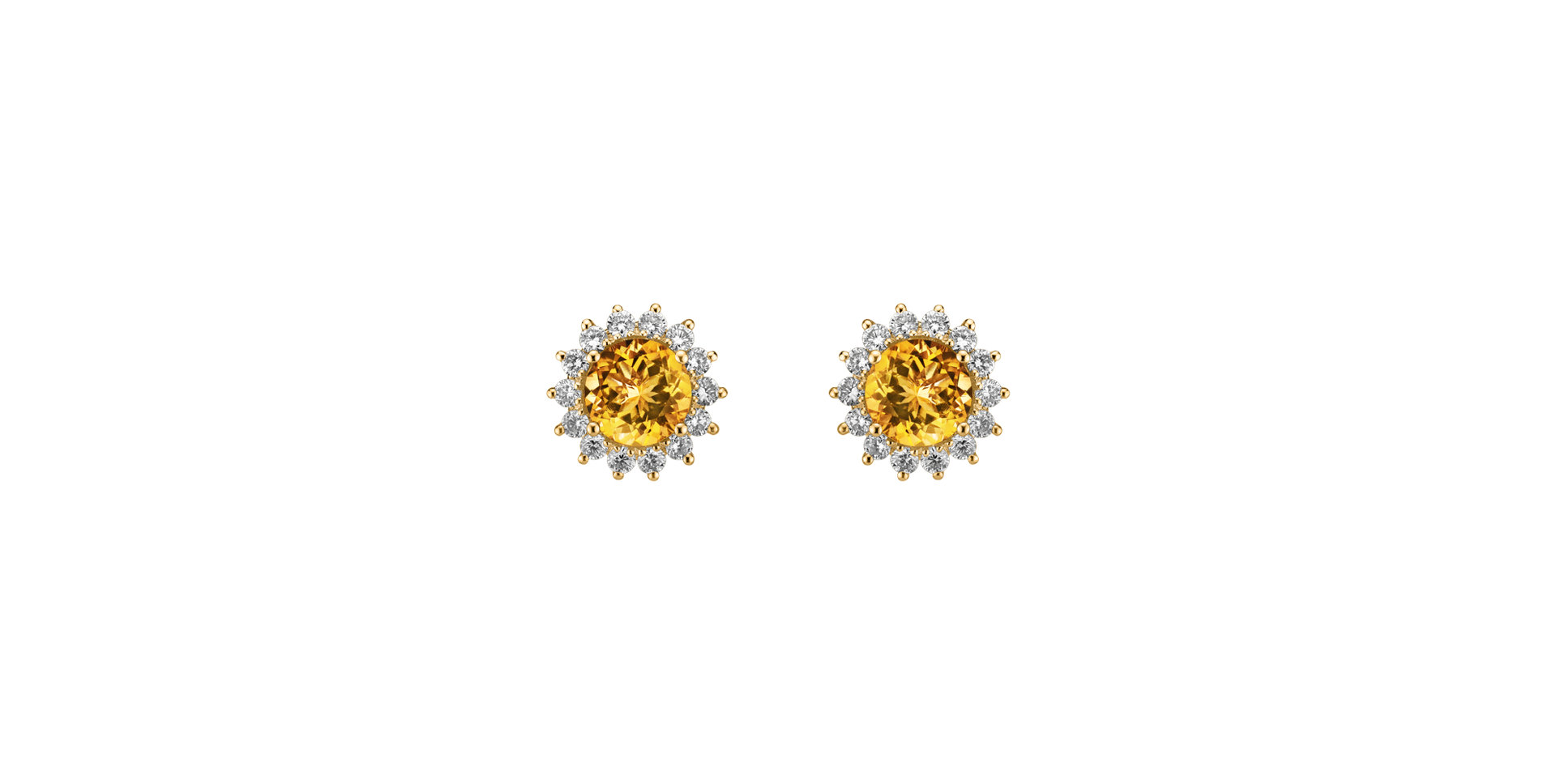 Diamond earrings with Citrine Lilac Flower