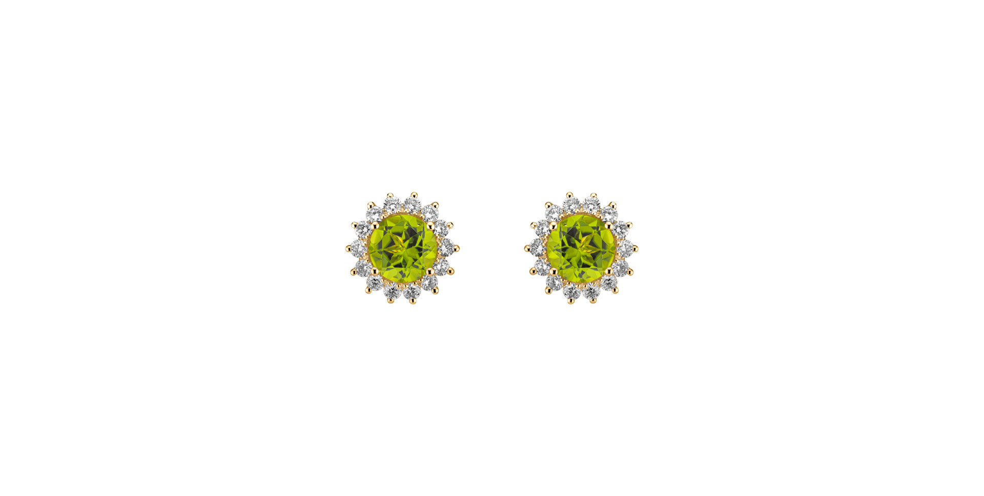 Diamond earrings with Peridot Lilac Flower