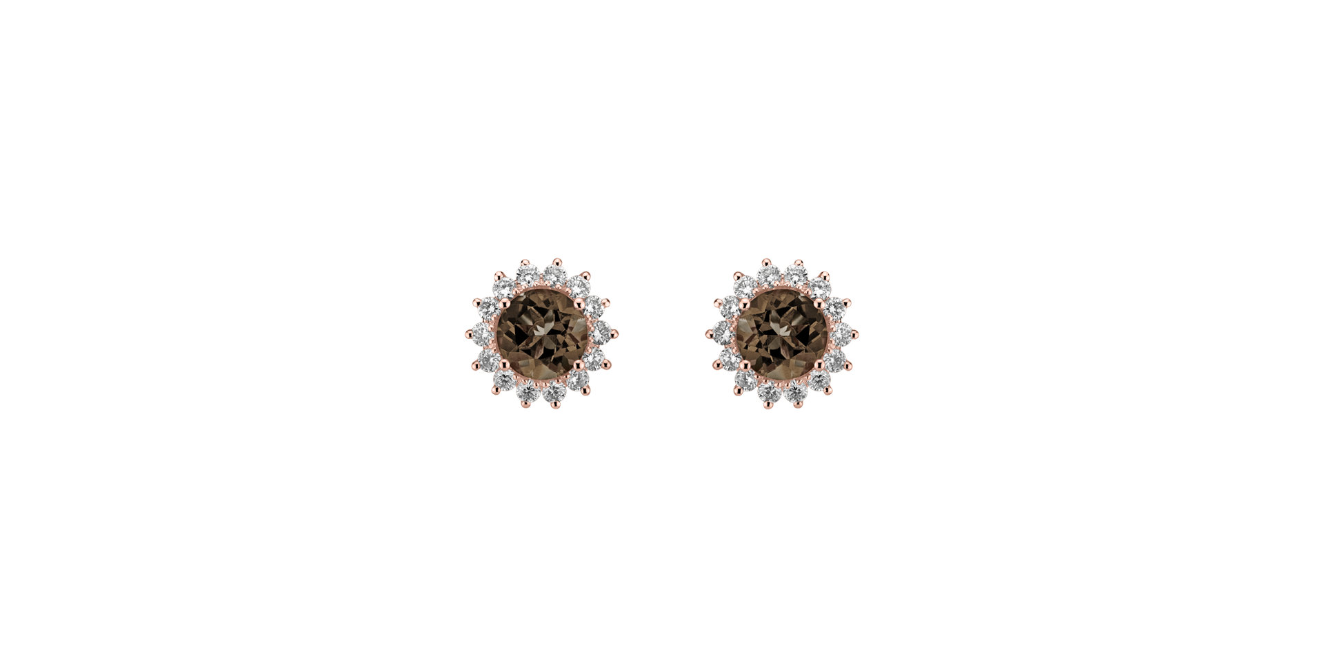 Diamond earrings with Smoky Quartz Lilac Flower
