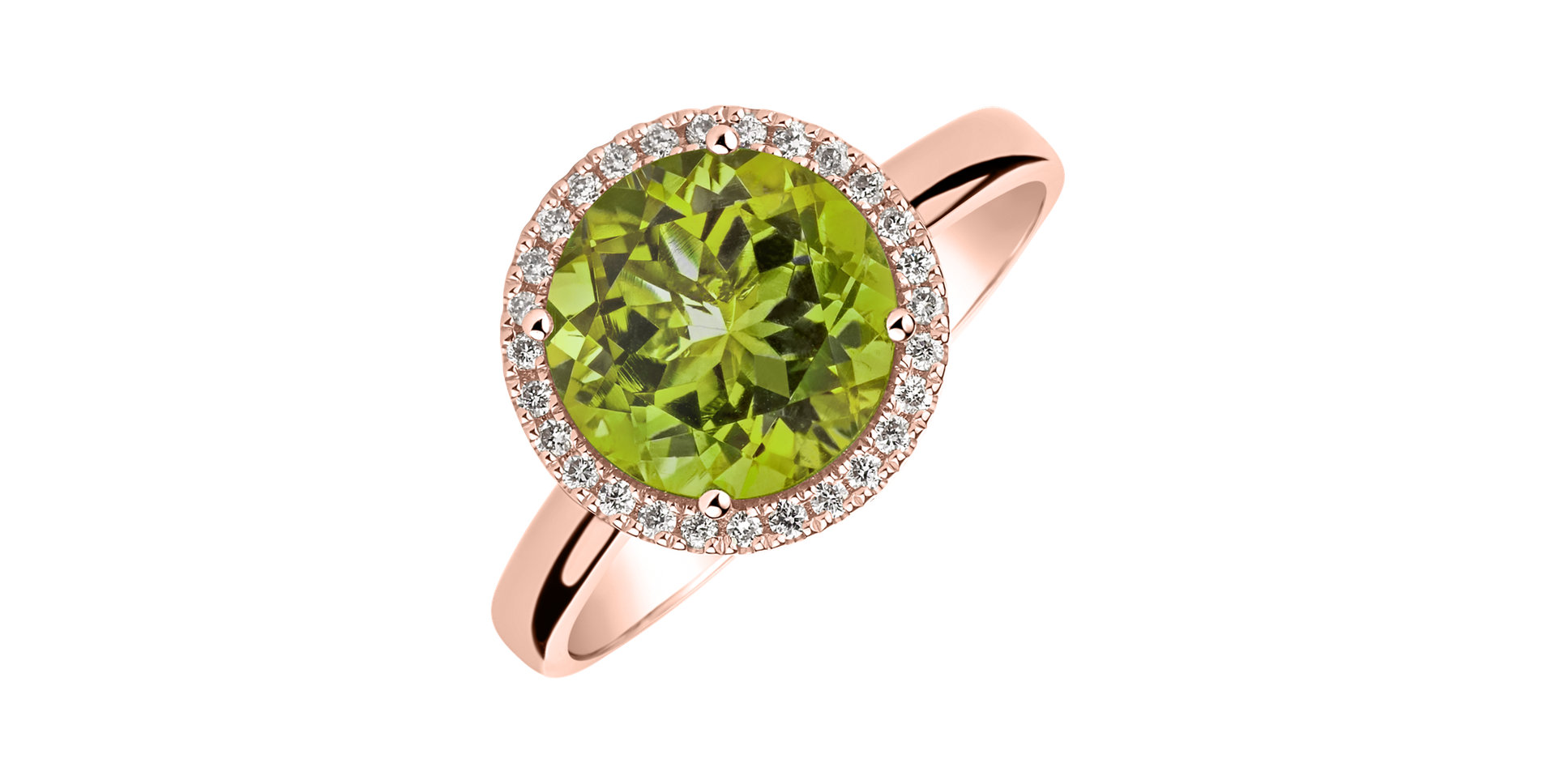 Diamond ring with Peridot Bonbon