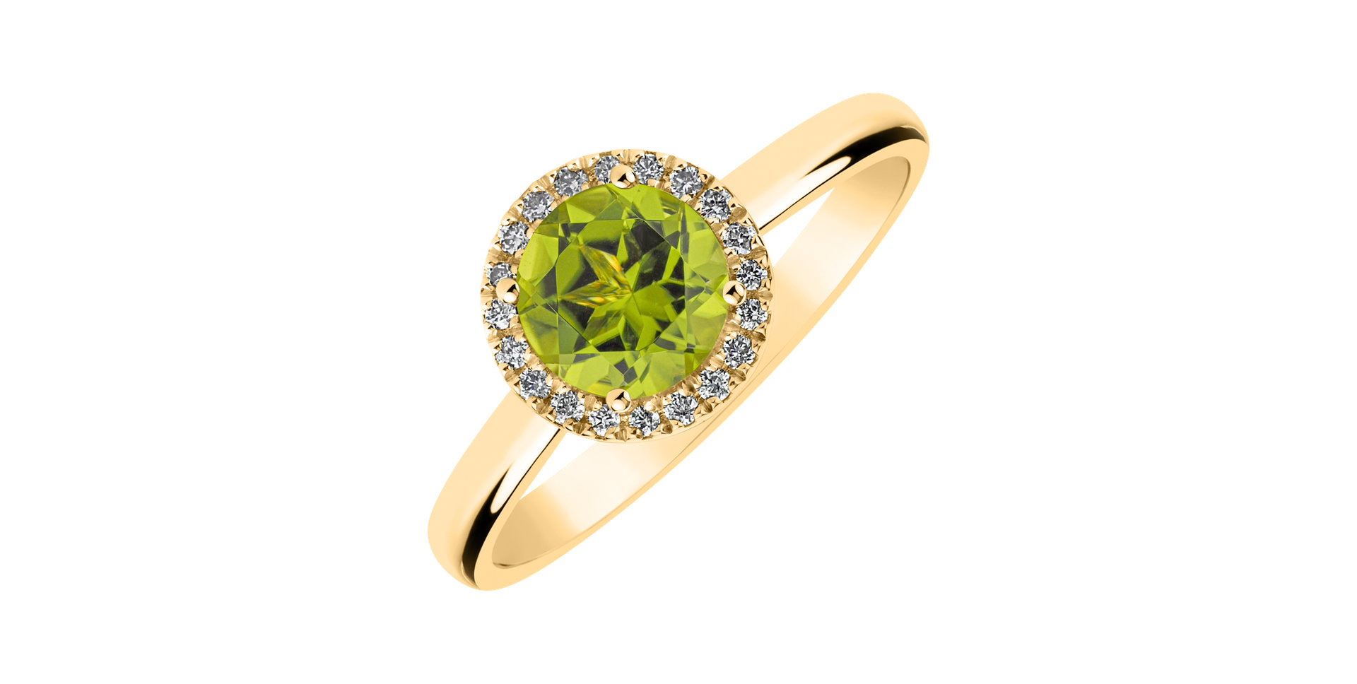 Diamond ring with Peridot Bonbon