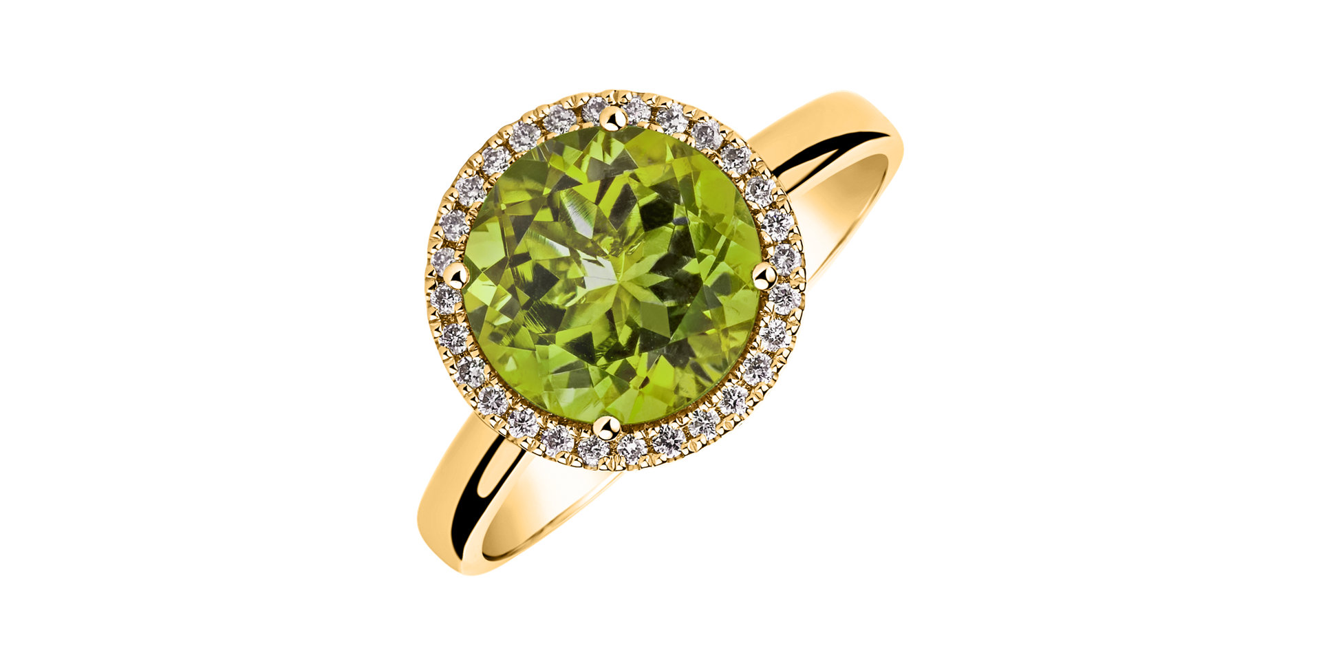 Diamond ring with Peridot Bonbon