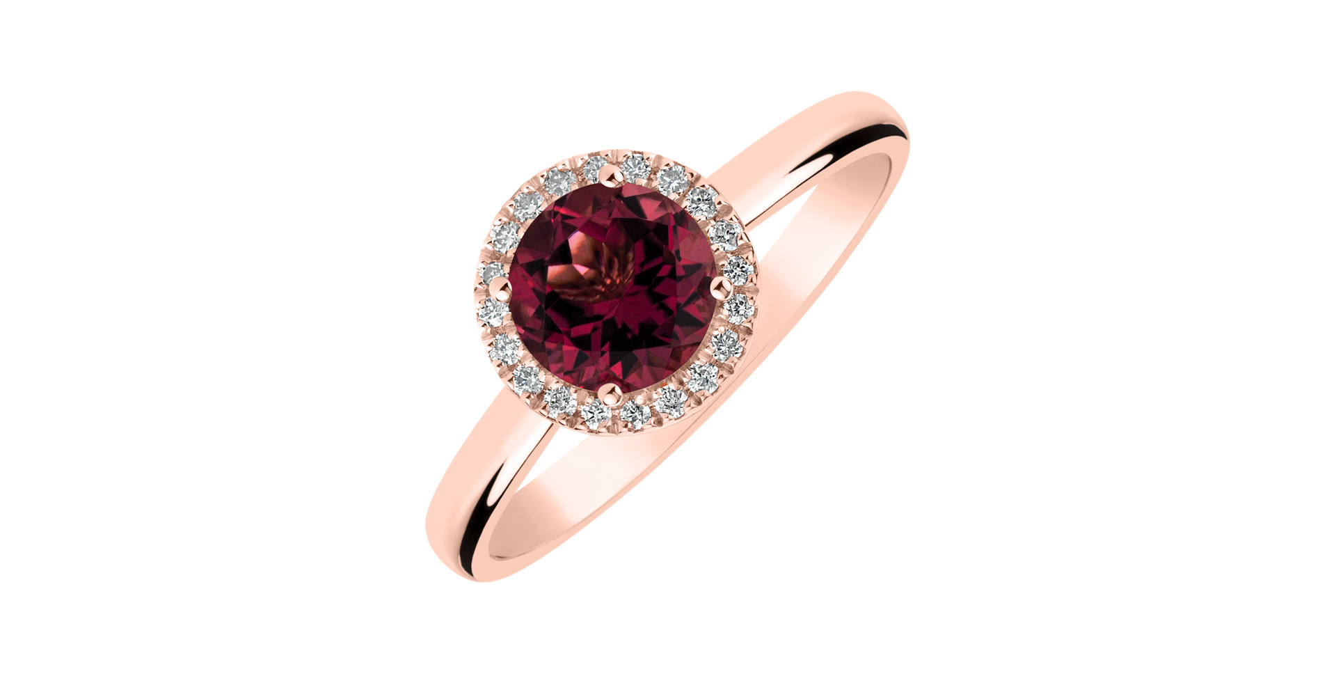 Diamond ring with Rhodolite Bonbon