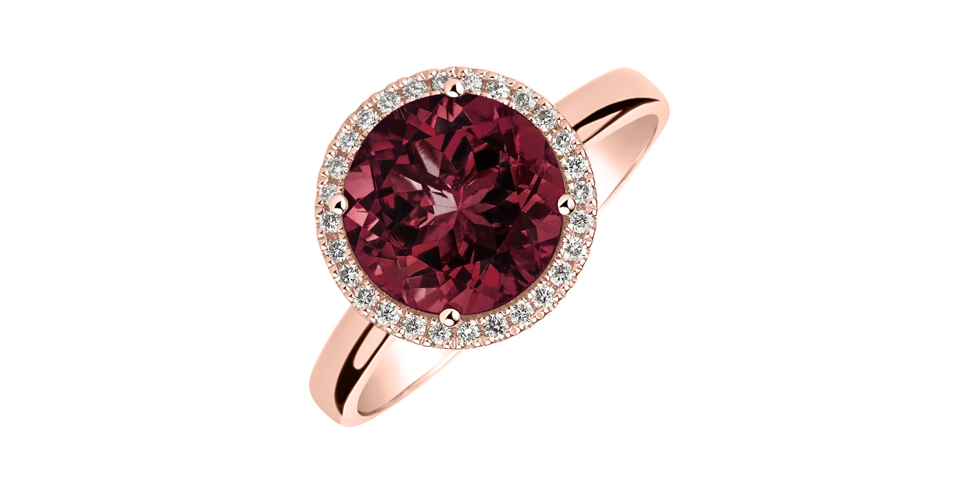 Diamond ring with Rhodolite Bonbon
