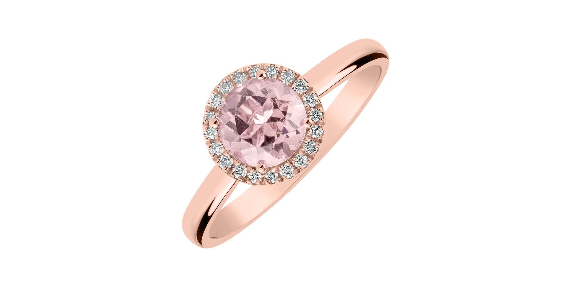 Diamond ring with Rose Quartz Bonbon