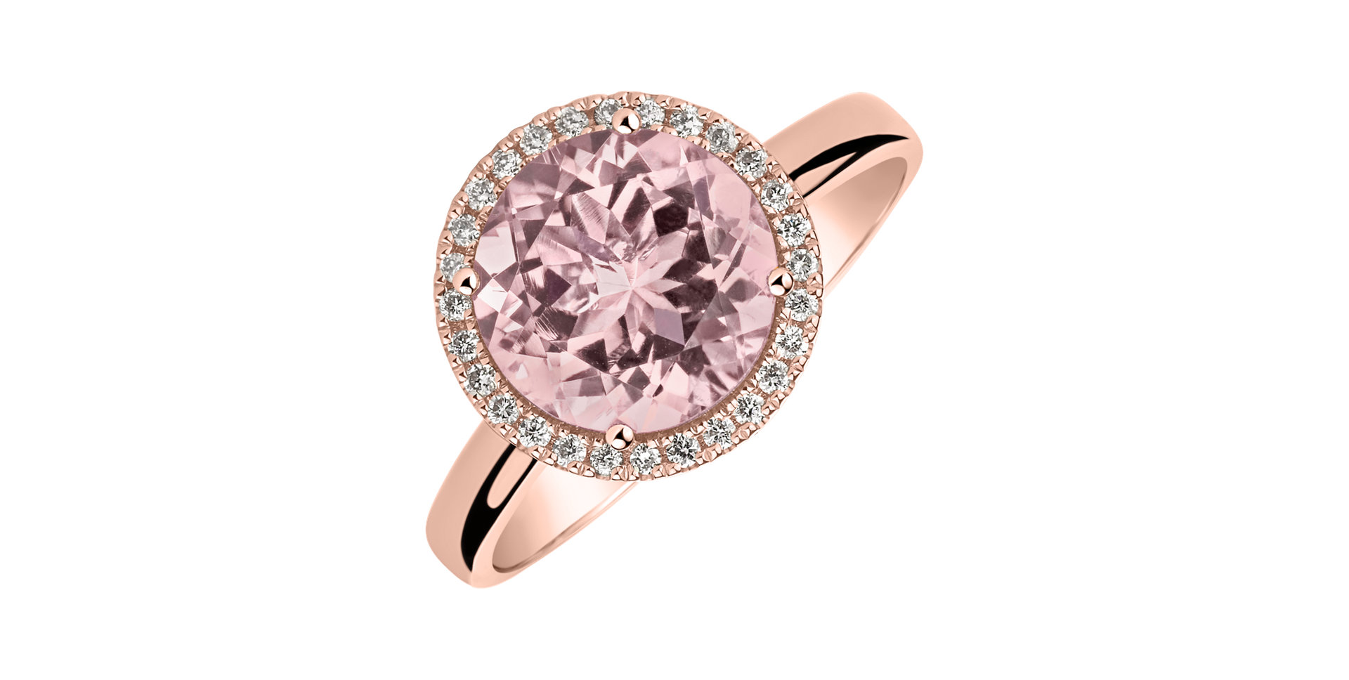 Diamond ring with Rose Quartz Bonbon