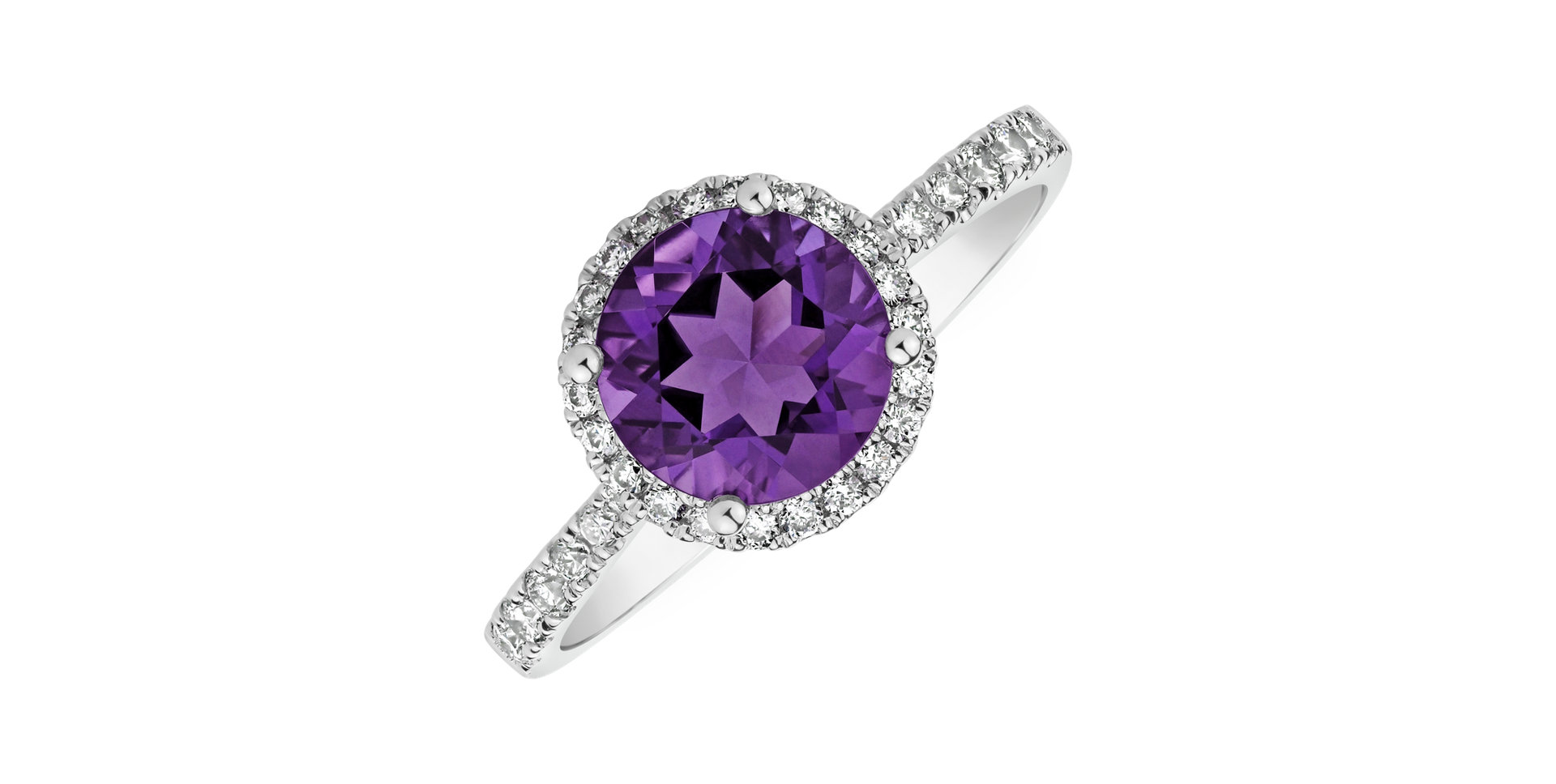 Diamond ring with Amethyst Brazil Sparkly Bonbon