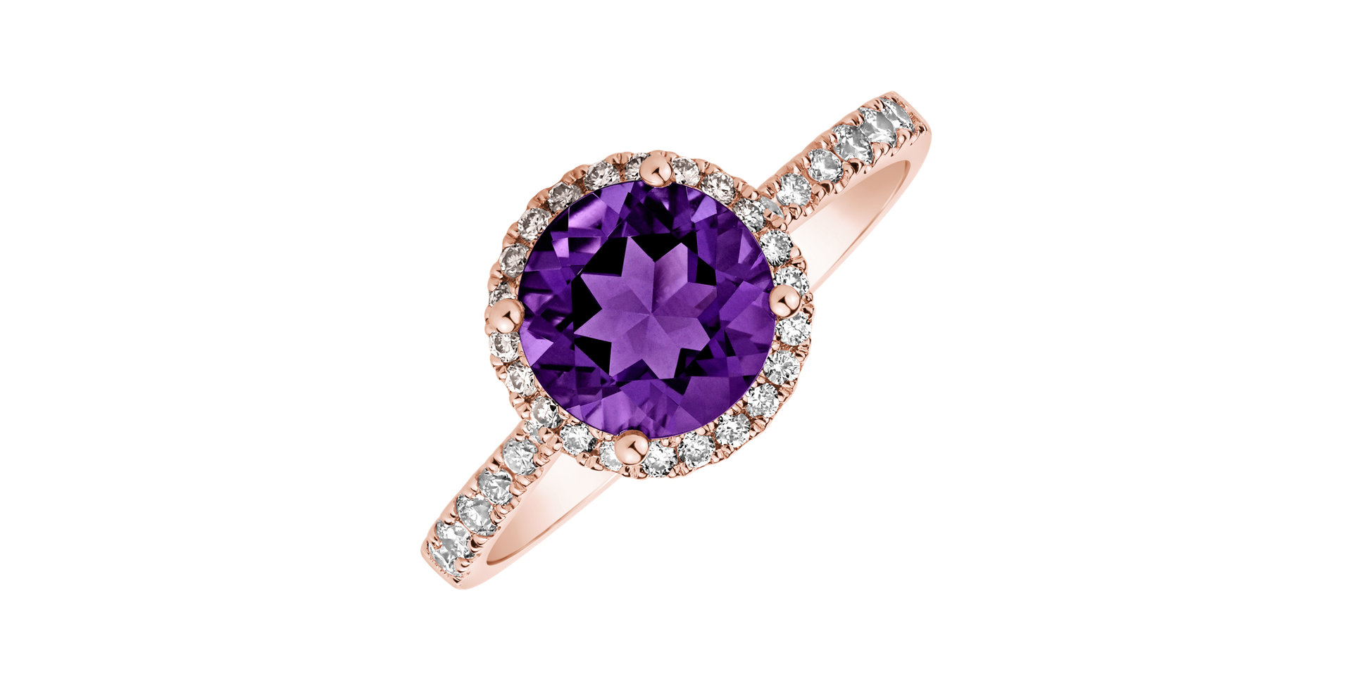 Diamond ring with Amethyst Brazil Sparkly Bonbon