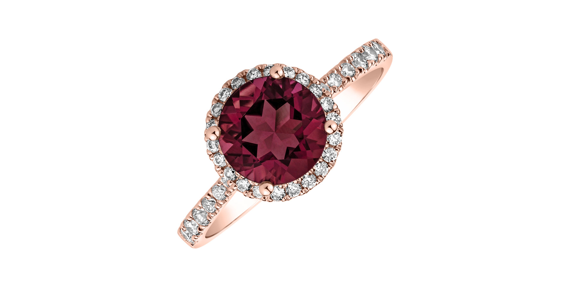 Diamond ring with Rhodolite Sparkly Bonbon