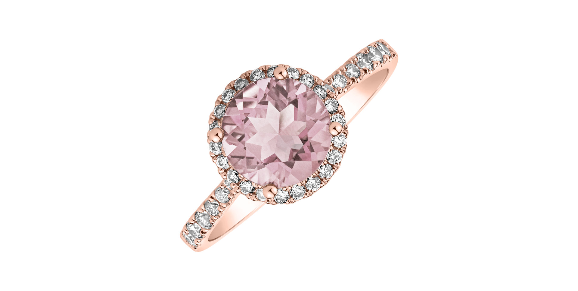 Diamond ring with Rose Quartz Sparkly Bonbon