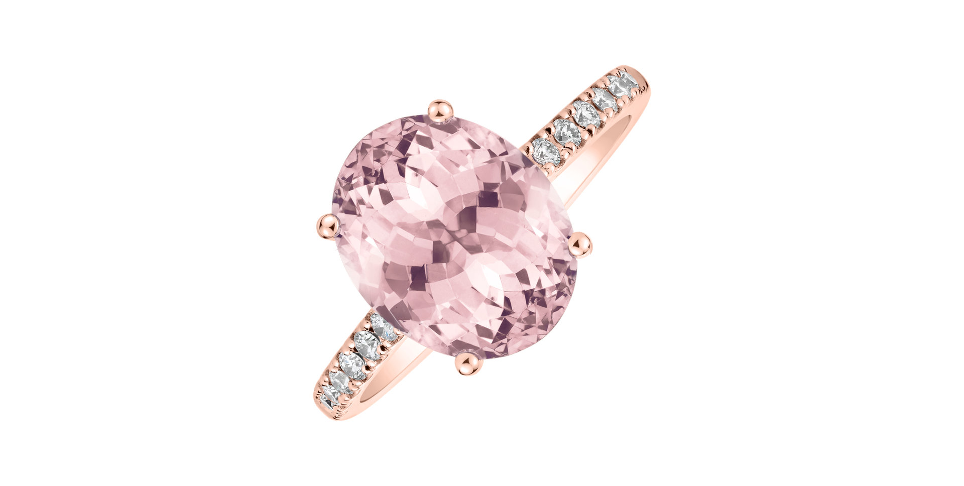 Diamond ring with Rose Quartz Playful Glamour