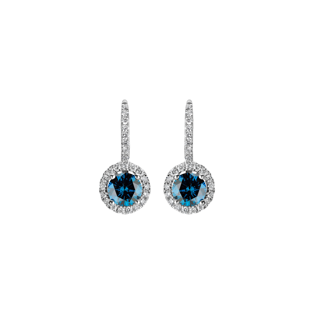Earrings with blue diamonds and white diamonds Blue Tears ALO