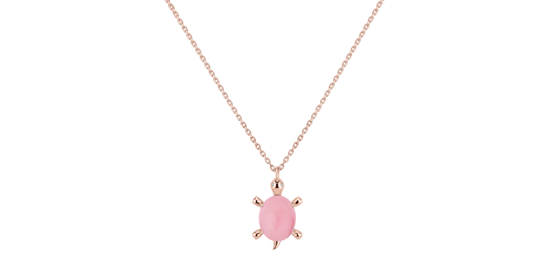 Diamond necklace with Rose Quartz Marvelous Turtle