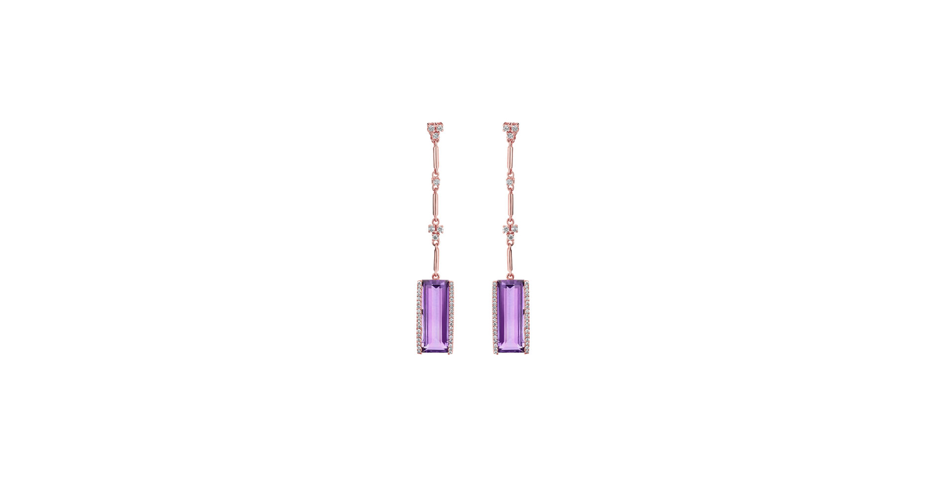 18ct rose gold diamond earrings with Amethyst Brazil Dorotheos