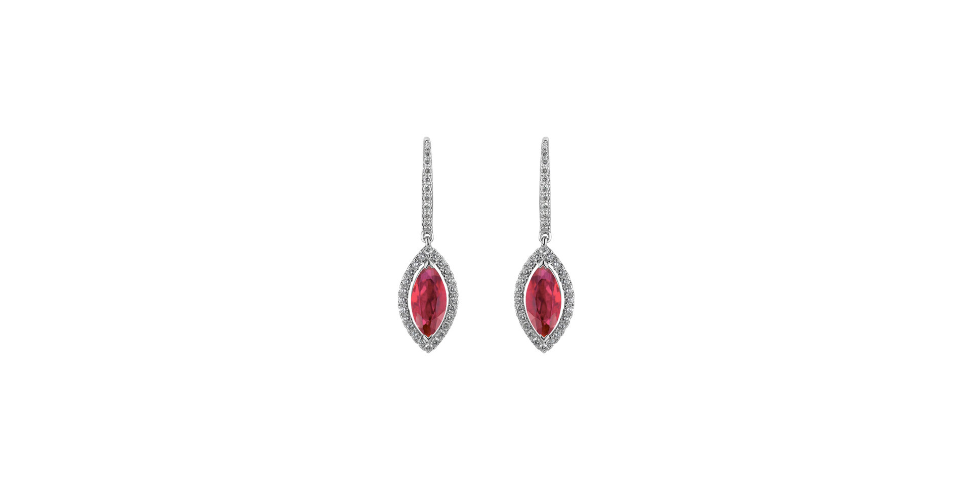 Diamond earrings with Ruby Red Leafs