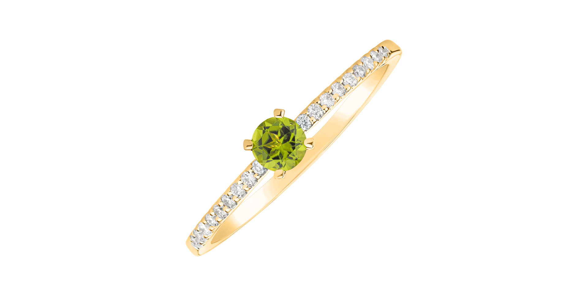 Diamond ring with Peridot Gem Simplicity