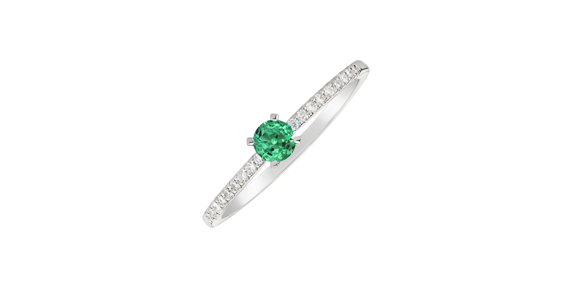 Diamond ring with Emerald Gem Simplicity