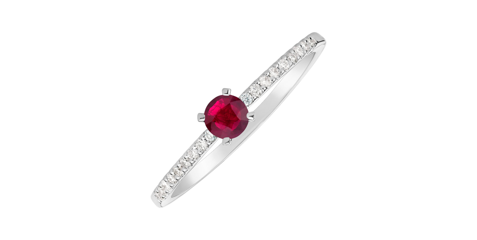 Diamond ring with Ruby Gem Simplicity