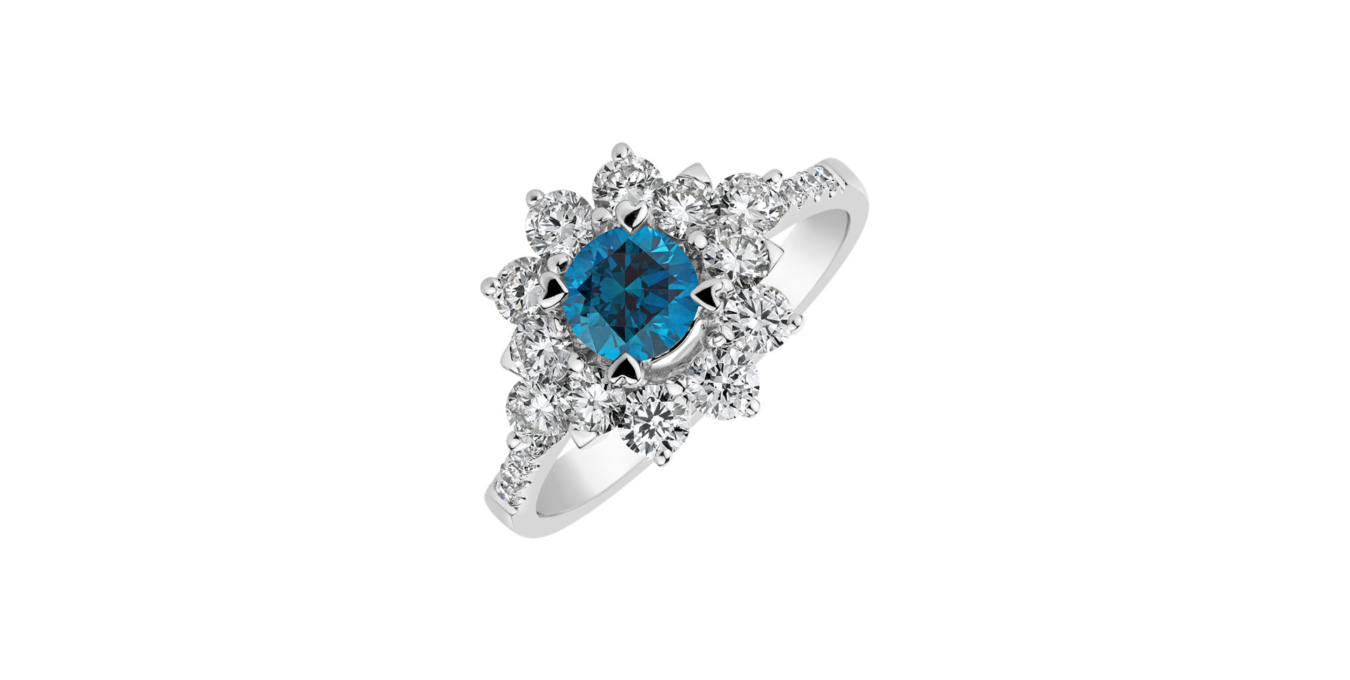 Ring with blue diamonds and white diamonds Regal Majesty
