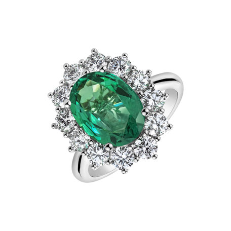Diamond ring with Emerald Sky Goddess