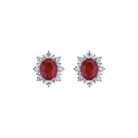 Diamond earrings with Ruby Royal Aurora