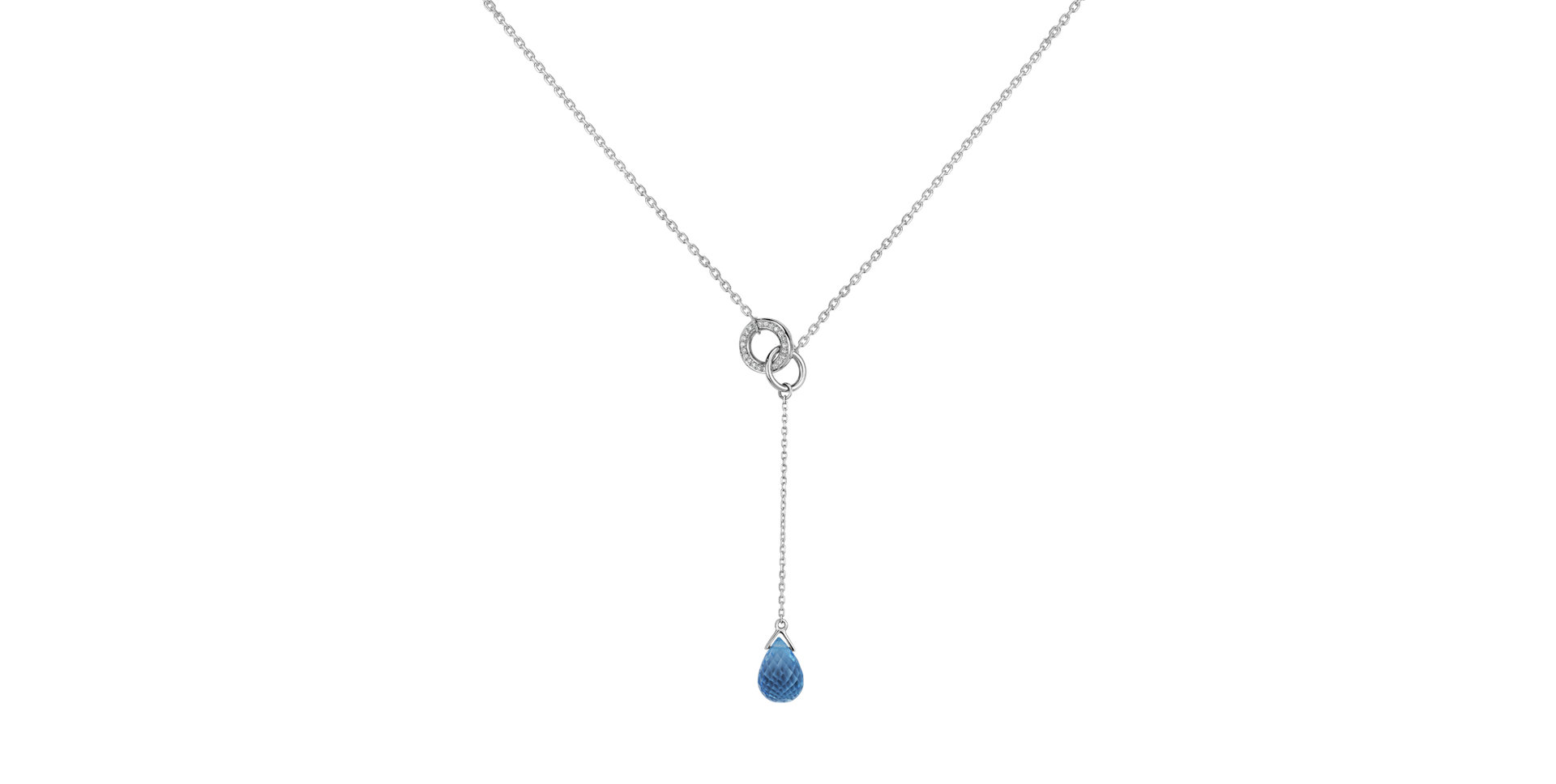 Diamond necklace with Topaz Drop of Rain