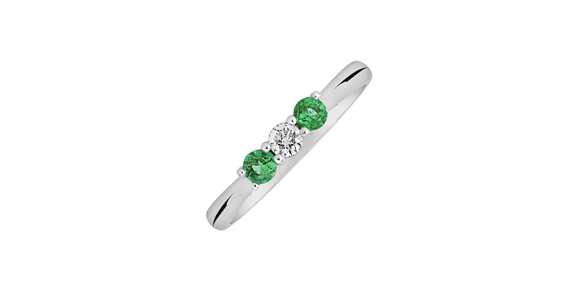14ct white gold diamond ring with Emerald Enlightened Glow