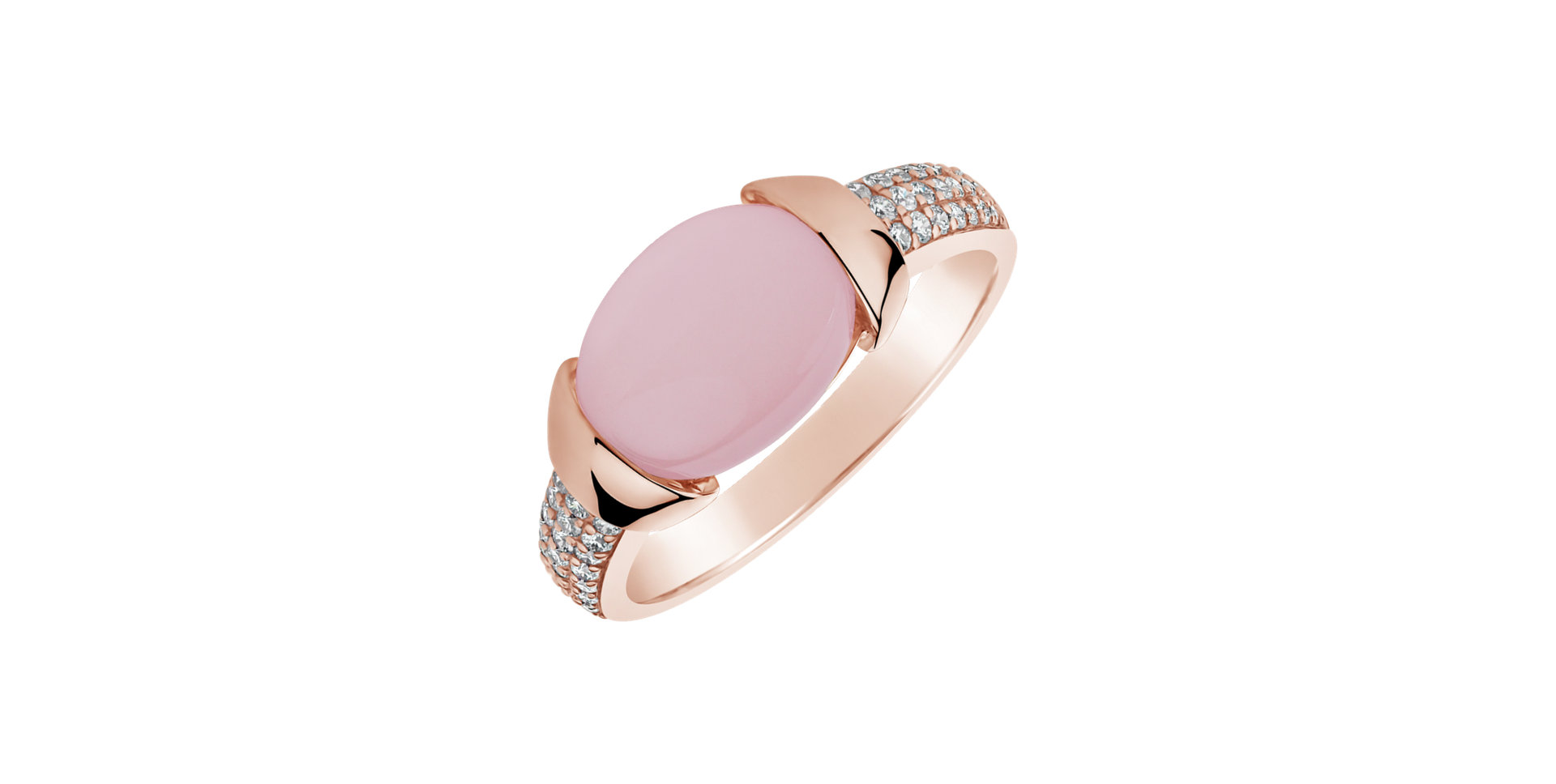 Diamond ring with Rose Quartz Divine Countess
